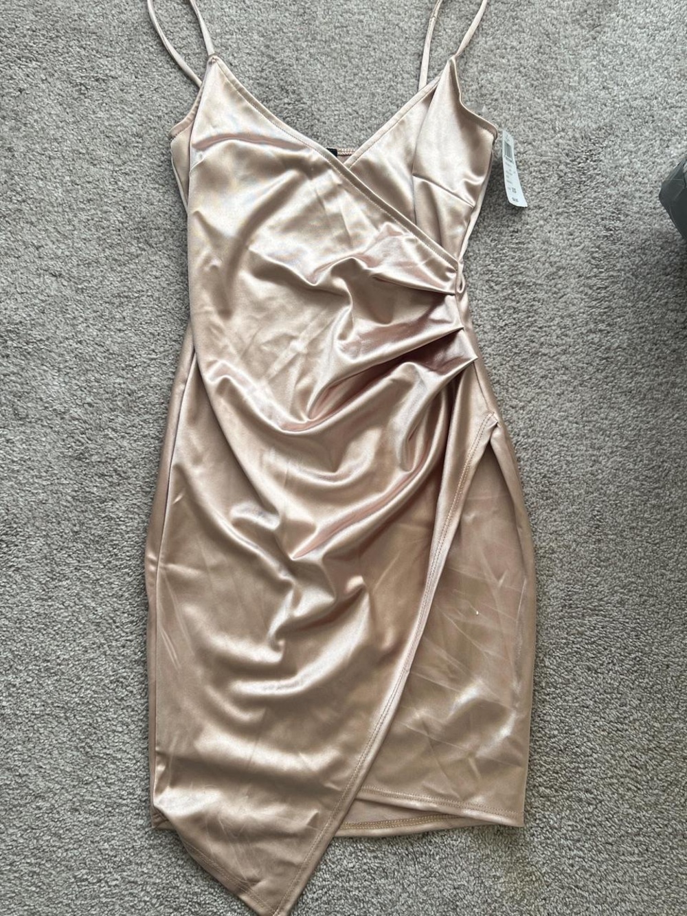 Windsor Satin Asymmetrical Slip Mini Dress - Champagne gold - Picture 5 of 6